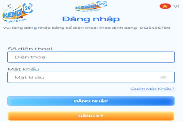 Hướng dẫn đăng nhập keno29
